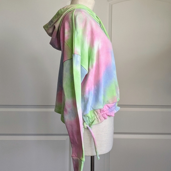 Blank NYC Hoodie Tie Dye Long Sleeve Pullover Ruched Hem Ties Multicolor M NWT - Picture 5 of 16